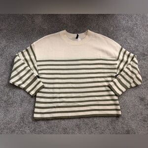 Divided Cream & Olive Striped Crewneck Sweater